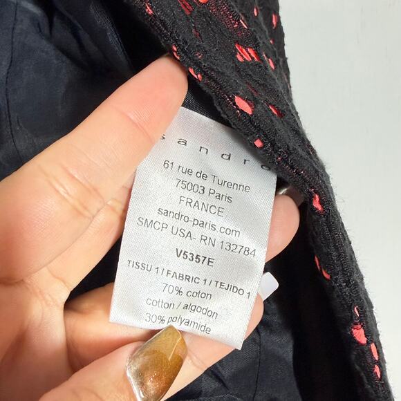 Sandro Open Lace Blazer Women's Size 36 Pink Black Elegant Career Workwear - Picture 8 of 8